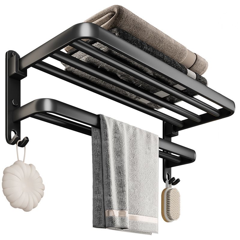 Black Aluminum Bathroom Accessory Set Modern Bath Shelf/ Towel Bar & Paper Holder Clearhalo 'Bathroom Hardware Sets' 'Bathroom Hardware' 'Bathroom Remodel & Bathroom Fixtures' 'bathroom_hardware_sets' 'Home Improvement' 'home_improvement' 'home_improvement_bathroom_hardware_sets' 1200x1200_339c3658-8e38-4a10-a139-c68cd2edf141