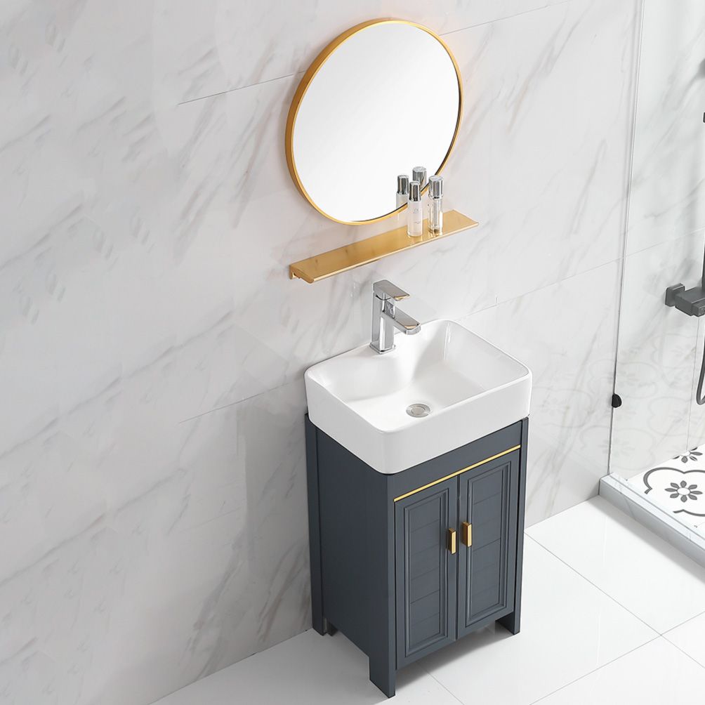 Glam Single Bathroom Vanity Blue Ceramic Top Rectangular Bath Vanity Clearhalo 'Bathroom Remodel & Bathroom Fixtures' 'Bathroom Vanities' 'bathroom_vanities' 'Home Improvement' 'home_improvement' 'home_improvement_bathroom_vanities' 1200x1200_33a48f34-14ac-4366-94df-5ffaced9dbf6