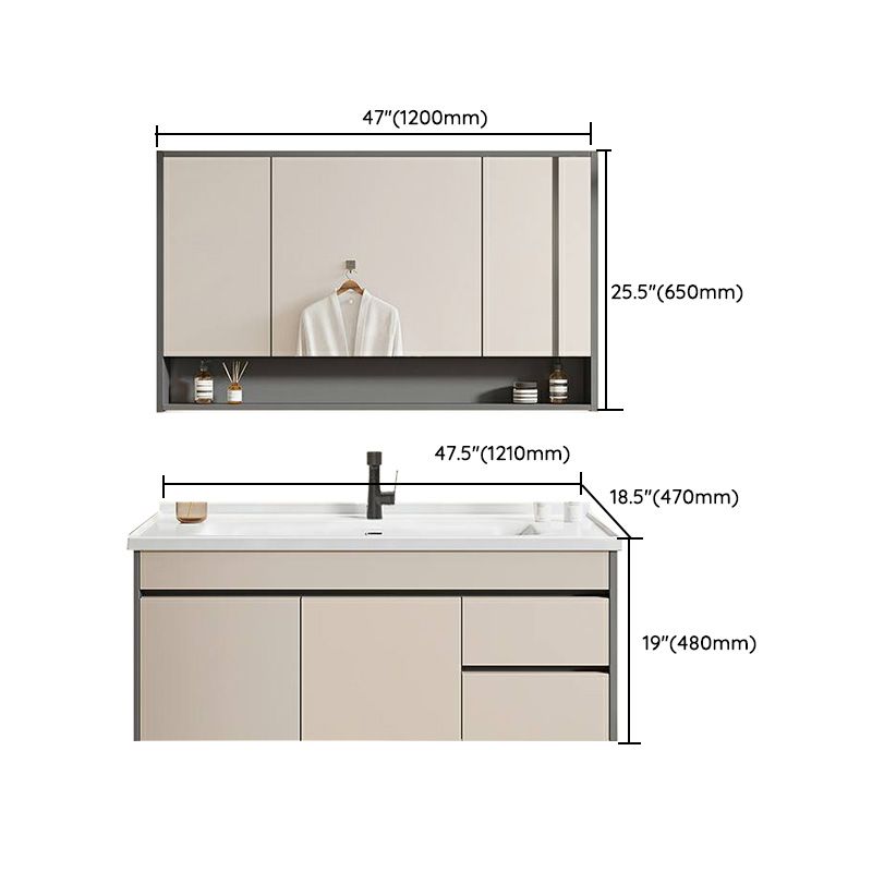 Contemporary Bathroom Sink Vanity Wall Mount Open Shelf with Soft Close Door Clearhalo 'Bathroom Remodel & Bathroom Fixtures' 'Bathroom Vanities' 'bathroom_vanities' 'Home Improvement' 'home_improvement' 'home_improvement_bathroom_vanities' 1200x1200_33a55062-d0d2-4e9a-aea0-72d1b049112f