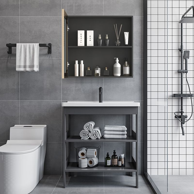 Modern Bathroom Vanity Metal Base Free-standing Standard with Mirror Sink Vanity Clearhalo 'Bathroom Remodel & Bathroom Fixtures' 'Bathroom Vanities' 'bathroom_vanities' 'Home Improvement' 'home_improvement' 'home_improvement_bathroom_vanities' 1200x1200_33b64049-f8bf-46f2-b31d-0f13847c0b9d