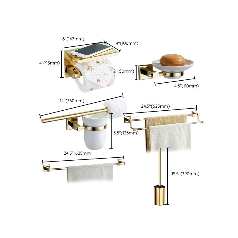 Polished Brass Classic Bathroom Accessory with Bath Shelf/Towel Bar & Paper Holder Clearhalo 'Bathroom Hardware Sets' 'Bathroom Hardware' 'Bathroom Remodel & Bathroom Fixtures' 'bathroom_hardware_sets' 'Home Improvement' 'home_improvement' 'home_improvement_bathroom_hardware_sets' 1200x1200_33fefcac-3cb8-420c-8cbd-7a0e37720525