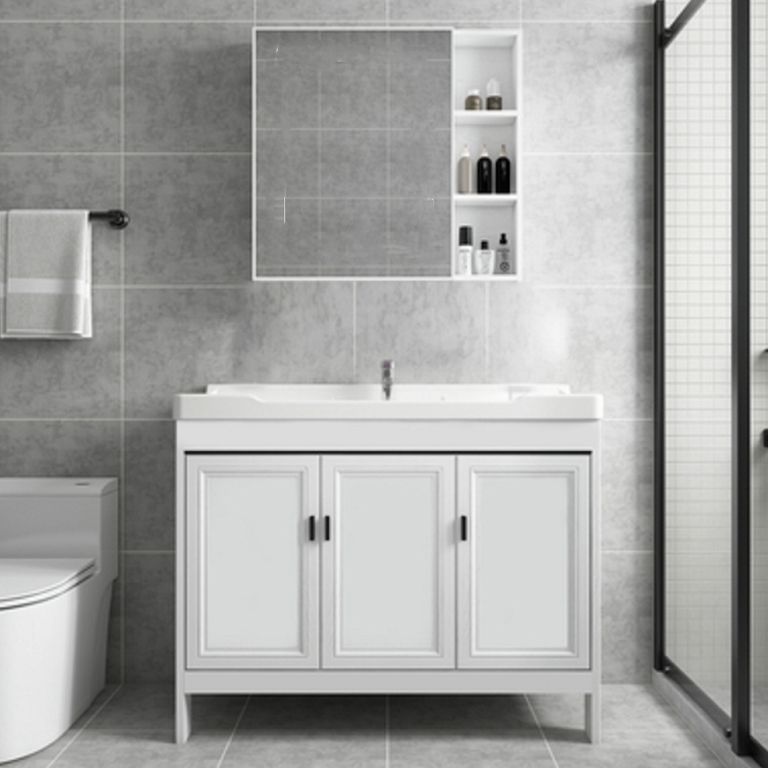 Freestanding Bathroom Vanity Modern White Ceramic Top Single Vanity Set Clearhalo 'Bathroom Remodel & Bathroom Fixtures' 'Bathroom Vanities' 'bathroom_vanities' 'Home Improvement' 'home_improvement' 'home_improvement_bathroom_vanities' 1200x1200_3414b8a6-f003-461f-98de-fbc8ae825634