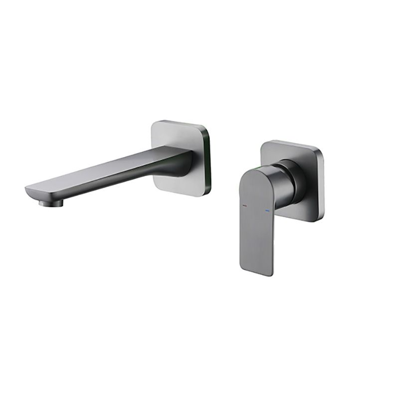 Modern Wall Mounted Bathroom Faucet Lever Handle Low Arc 2 Hole Faucets Clearhalo 'bathroom_sink_faucets' 'Conjunta de Baño y Conjunta de Grifo' 'Coronamiento de Baño y Dispositivo de Baño' 'Grifo del lavabo del baño' 'Hogar' 'home_improvement' 'home_improvement_bathroom_sink_faucets' 'Mejoras para el hogar' 1200x1200_347328f7-ec9b-4f94-a10d-f2a8502099ae