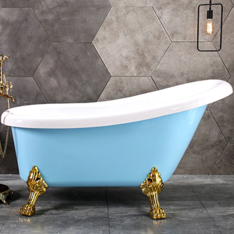 Modern Acrylic Bathtub Back to Wall with Golden Feet and Drain Bath Tub for Bathroom Clearhalo 'Bathroom Remodel & Bathroom Fixtures' 'Bathtubs' 'Home Improvement' 'home_improvement' 'home_improvement_bathtubs' 'Showers & Bathtubs' 1200x1200_3492ae81-e26e-4bc8-8071-f8e062e7db3f