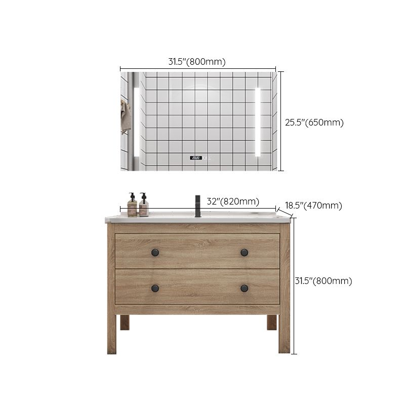 Wood Frame Vanity Mirror Freestanding Single Sink Scratch Resistant Vanity with Drawers Clearhalo 'Bathroom Remodel & Bathroom Fixtures' 'Bathroom Vanities' 'bathroom_vanities' 'Home Improvement' 'home_improvement' 'home_improvement_bathroom_vanities' 1200x1200_349e7fe6-7171-42cc-a9c6-29823e9d0905