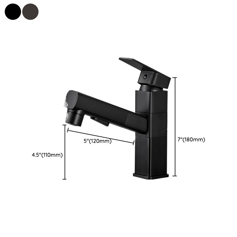 Modern Bathroom Vessel Faucet Swivel Spout Single Handle Faucet with Pull down Sprayer Clearhalo 'bathroom_sink_faucets' 'Conjunta de Baño y Conjunta de Grifo' 'Coronamiento de Baño y Dispositivo de Baño' 'Grifo del lavabo del baño' 'Hogar' 'home_improvement' 'home_improvement_bathroom_sink_faucets' 'Mejoras para el hogar' 1200x1200_349ecbc2-4d85-4b8b-903a-1b23e3c8d183