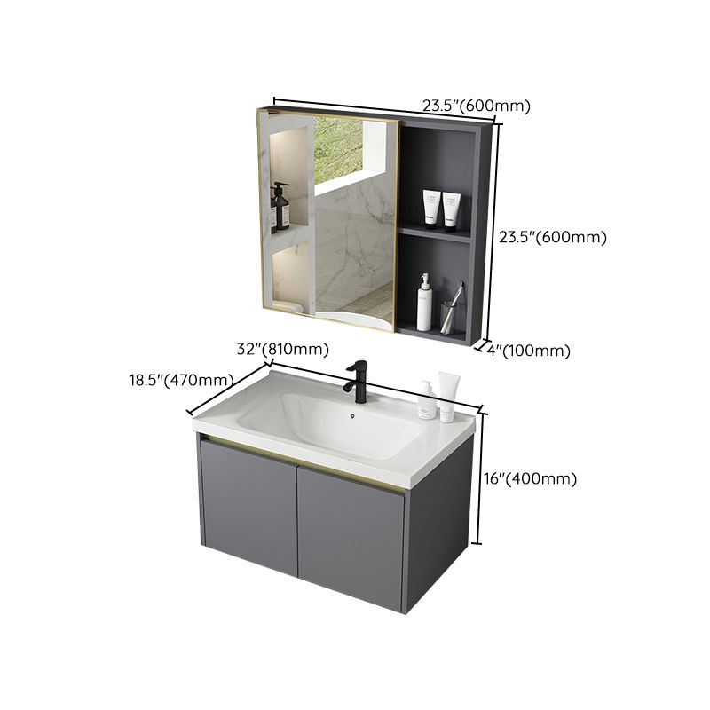 Metal Bathroom Sink Vanity Wall Mounted Bathroom Sink Vanity with Faucet Clearhalo 'Bathroom Remodel & Bathroom Fixtures' 'Bathroom Vanities' 'bathroom_vanities' 'Home Improvement' 'home_improvement' 'home_improvement_bathroom_vanities' 1200x1200_349fe8a0-5c96-4157-a57f-0e5e47b41d6a