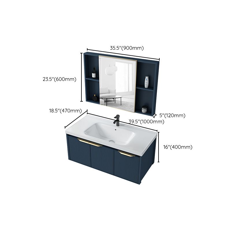 Metal Frame Vanity Wall Mount Blue Single Sink 2 Doors Mirror Bath Vanity with Faucet Clearhalo 'Bathroom Remodel & Bathroom Fixtures' 'Bathroom Vanities' 'bathroom_vanities' 'Home Improvement' 'home_improvement' 'home_improvement_bathroom_vanities' 1200x1200_34c6744f-3325-46cc-bb3d-6cd2e3015a41