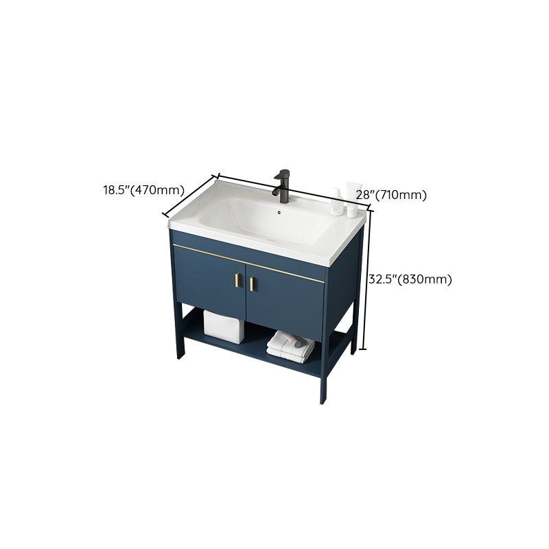 Shelving Included Vanity Blue Mirror Single Sink Freestanding Faucet Vanity with 2 Doors Clearhalo 'Bathroom Remodel & Bathroom Fixtures' 'Bathroom Vanities' 'bathroom_vanities' 'Home Improvement' 'home_improvement' 'home_improvement_bathroom_vanities' 1200x1200_34ef7472-41b6-4429-8011-1c4a84892be9