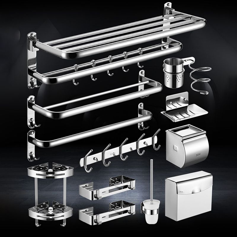 Modern Stainless Steel Bath Shelf Paper Holder Bathroom Accessory Kit Clearhalo 'Bathroom Hardware Sets' 'Bathroom Hardware' 'Bathroom Remodel & Bathroom Fixtures' 'bathroom_hardware_sets' 'Home Improvement' 'home_improvement' 'home_improvement_bathroom_hardware_sets' 1200x1200_351e6deb-5660-4ea4-a6b2-94d479309296