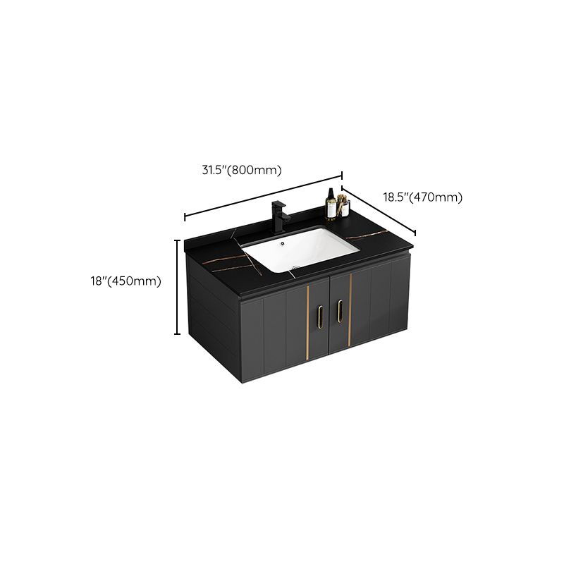 Single Sink Bath Vanity Black Wall Mount Modern Metal Base Vanity Set Clearhalo 'Bathroom Remodel & Bathroom Fixtures' 'Bathroom Vanities' 'bathroom_vanities' 'Home Improvement' 'home_improvement' 'home_improvement_bathroom_vanities' 1200x1200_352c29da-deb4-4819-8f09-cd3aab9b075a