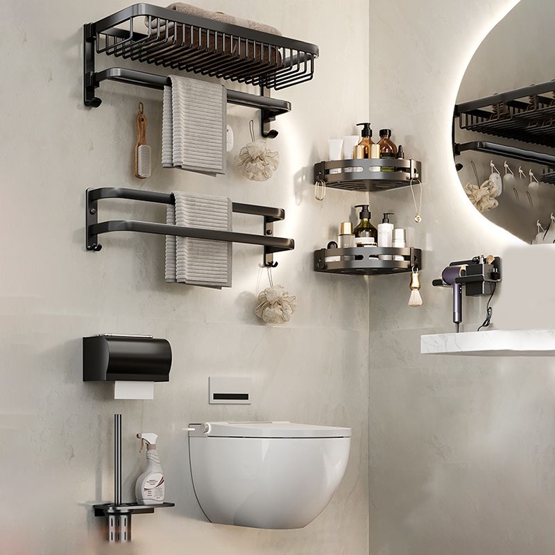 Modern Bathroom Accessory Kit Black Bath Shelf Bath Hardware Set Clearhalo 'Bathroom Hardware Sets' 'Bathroom Hardware' 'Bathroom Remodel & Bathroom Fixtures' 'bathroom_hardware_sets' 'Home Improvement' 'home_improvement' 'home_improvement_bathroom_hardware_sets' 1200x1200_3534b8e9-ebe8-47f8-a203-25586d0c5ce7