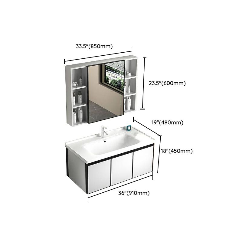 Modern Vanity Set Metal Frame Wall-Mounted with Soft Close Door Clearhalo 'Bathroom Remodel & Bathroom Fixtures' 'Bathroom Vanities' 'bathroom_vanities' 'Home Improvement' 'home_improvement' 'home_improvement_bathroom_vanities' 1200x1200_3539c2b8-dae7-404b-812b-f50bf036ff07