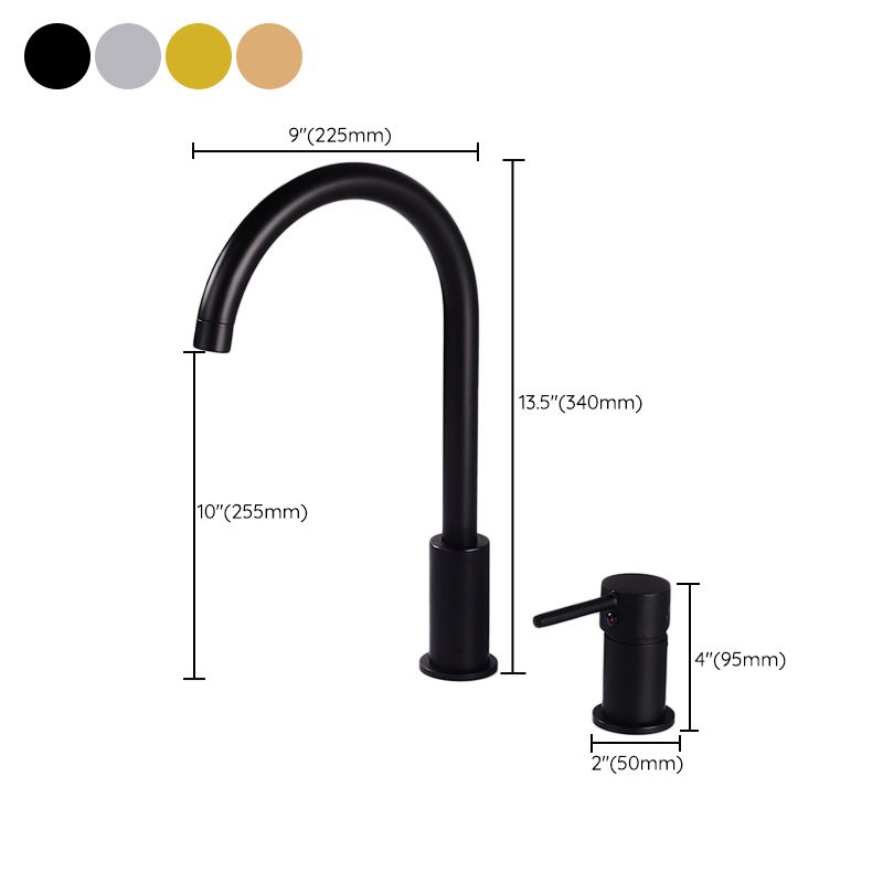 Modern Deck Mounted Metal Tub Filler Gooseneck Faucet in Black/Gold/Silver Clearhalo 'Bathroom Remodel & Bathroom Fixtures' 'Bathtub Faucets' 'bathtub_faucets' 'Home Improvement' 'home_improvement' 'home_improvement_bathtub_faucets' 1200x1200_35876e7d-d90c-4319-88f0-5b13b216b775