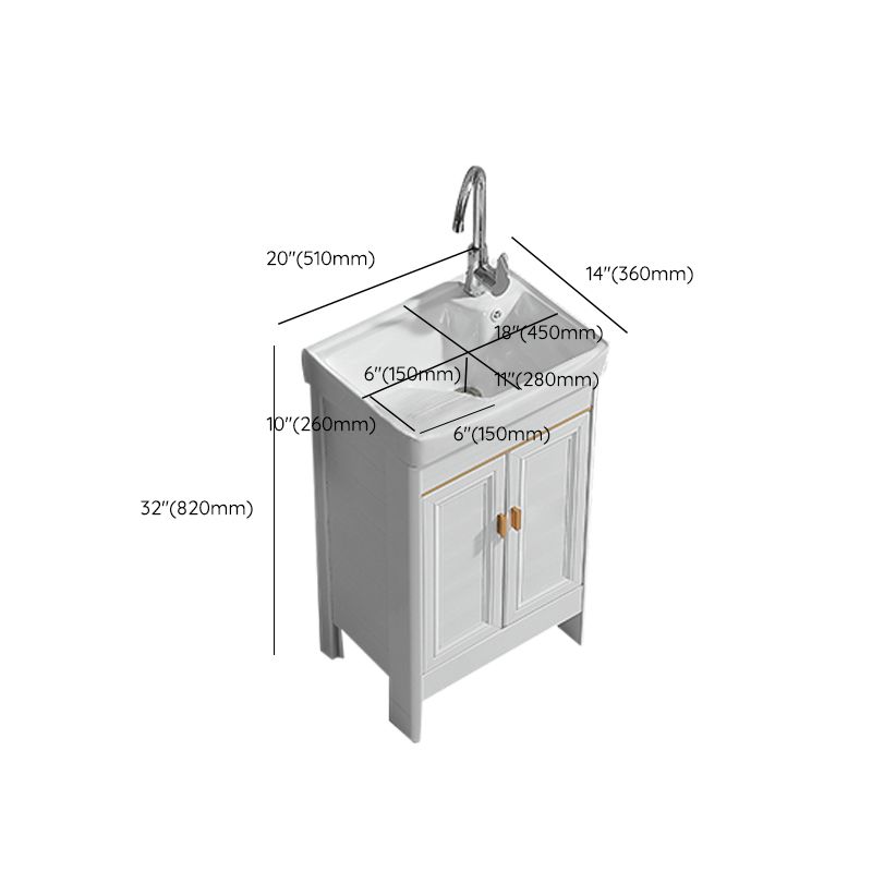 Freestanding Bath Vanity White Mirror Rectangular Single Sink Vanity with Doors Clearhalo 'Bathroom Remodel & Bathroom Fixtures' 'Bathroom Vanities' 'bathroom_vanities' 'Home Improvement' 'home_improvement' 'home_improvement_bathroom_vanities' 1200x1200_35915eb9-cdba-4ffd-bf80-94722d9b06f4