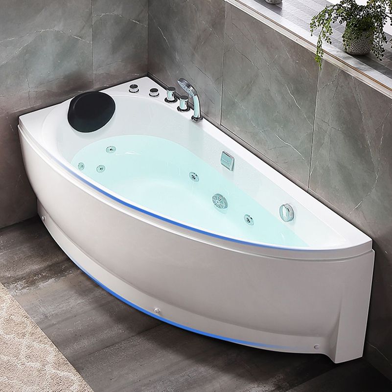 White Drop-in Bathtub Contemporary Corner Back to Wall Acrylic Bathtub Clearhalo 'Bathroom Remodel & Bathroom Fixtures' 'Bathtubs' 'Home Improvement' 'home_improvement' 'home_improvement_bathtubs' 'Showers & Bathtubs' 1200x1200_35cc54df-e819-47b0-bcd0-f206469fe39d