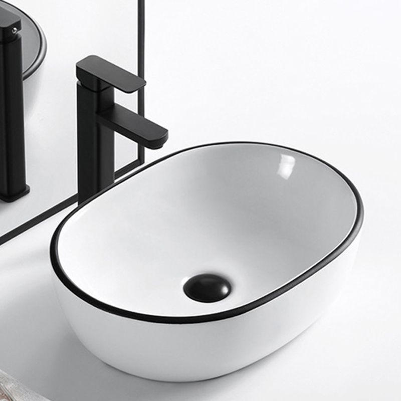Modern Vessel Bathroom Sink Rectangular Porcelain Drain Assembly and Faucet Wash Stand Clearhalo 'Bathroom Remodel & Bathroom Fixtures' 'Bathroom Sinks & Faucet Components' 'Bathroom Sinks' 'bathroom_sink' 'Home Improvement' 'home_improvement' 'home_improvement_bathroom_sink' 1200x1200_35e93ab2-3993-486c-9334-aca73f429f59