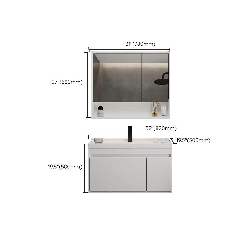 White Modern Wall Mounted Standard Open Console with Sink Set Clearhalo 'Bathroom Remodel & Bathroom Fixtures' 'Bathroom Vanities' 'bathroom_vanities' 'Home Improvement' 'home_improvement' 'home_improvement_bathroom_vanities' 1200x1200_35ecbc78-9b73-454f-8534-cafcee451d53