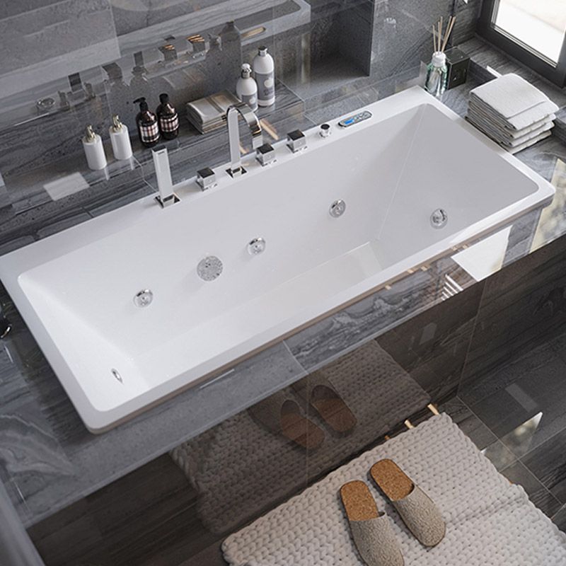 Modern White Acrylic Embedded Bathtub with Drain Bath Tub and Massage Device Clearhalo 'Bathroom Remodel & Bathroom Fixtures' 'Bathtubs' 'Home Improvement' 'home_improvement' 'home_improvement_bathtubs' 'Showers & Bathtubs' 1200x1200_35efb6f1-4070-43c1-904b-998a41b1eba0