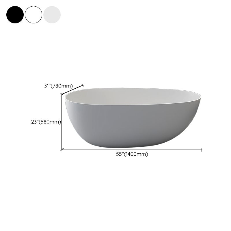 Modern Style Oval Freestanding Bathtub Stone Bathtub with Overflow Trim Clearhalo 'Bathroom Remodel & Bathroom Fixtures' 'Bathtubs' 'Home Improvement' 'home_improvement' 'home_improvement_bathtubs' 'Showers & Bathtubs' 1200x1200_3612ec60-4399-48b1-9347-a61b3f2d260d