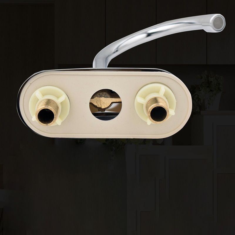 Modern Kitchen Sink Faucet Brass Double Knob Handle Gooseneck Bar Prep Kitchen Faucet Clearhalo 'Home Improvement' 'home_improvement' 'home_improvement_kitchen_faucets' 'Kitchen Faucets' 'Kitchen Remodel & Kitchen Fixtures' 'Kitchen Sinks & Faucet Components' 'kitchen_faucets' 1200x1200_361719fb-458e-4aa0-a07f-8304396b72d6