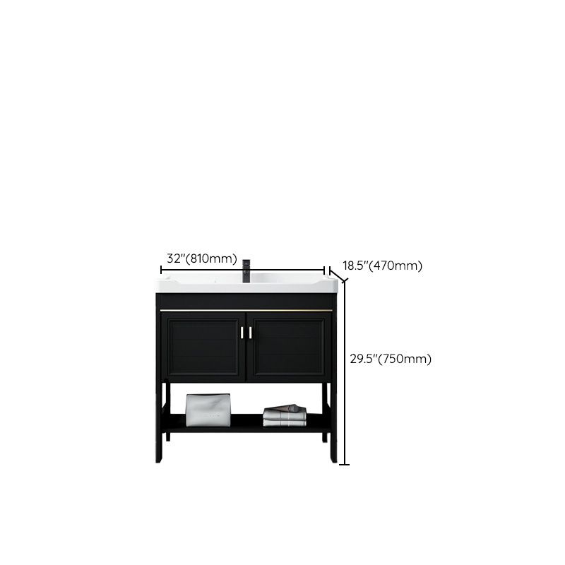 Glam Single Bath Vanity Black Rectangular Freestanding Sink Vanity Clearhalo 'Bathroom Remodel & Bathroom Fixtures' 'Bathroom Vanities' 'bathroom_vanities' 'Home Improvement' 'home_improvement' 'home_improvement_bathroom_vanities' 1200x1200_36199783-da36-4cad-ade5-5fa41810eabd