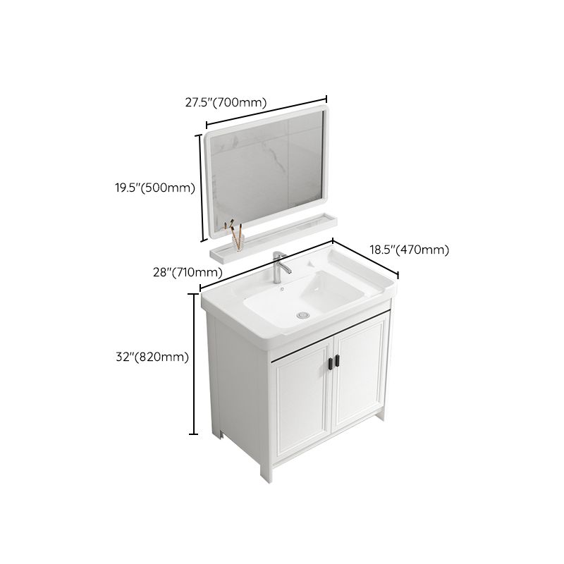 Rectangle Vanity Set White 2 Doors Freestanding Metal Frame Single Sink Vanity Clearhalo 'Bathroom Remodel & Bathroom Fixtures' 'Bathroom Vanities' 'bathroom_vanities' 'Home Improvement' 'home_improvement' 'home_improvement_bathroom_vanities' 1200x1200_3630c702-60fb-4ef9-96aa-0789b7e306f2