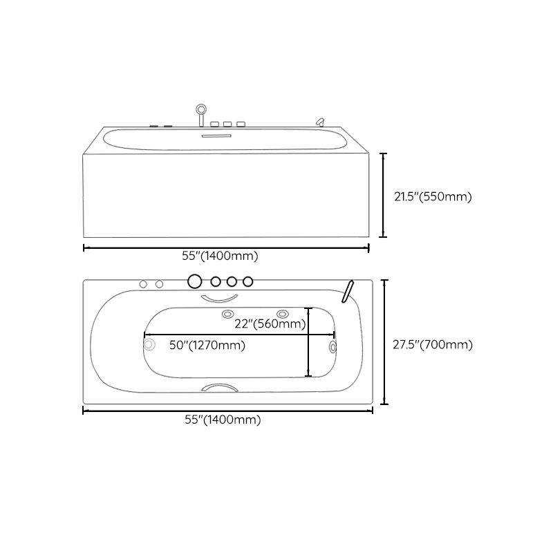 Modern Rectangular Bath Tub White Acrylic Tub with Internal Drain Clearhalo 'Bathroom Remodel & Bathroom Fixtures' 'Bathtubs' 'Home Improvement' 'home_improvement' 'home_improvement_bathtubs' 'Showers & Bathtubs' 1200x1200_3640aab4-c33c-42b0-8555-d8a744b17aa9