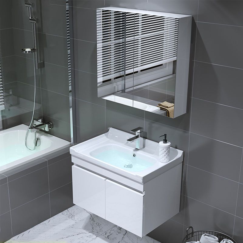 Modern Wall Mount Bathroom Sink Vanity with Faucet Sink Mirror Clearhalo 'Bathroom Remodel & Bathroom Fixtures' 'Bathroom Vanities' 'bathroom_vanities' 'Home Improvement' 'home_improvement' 'home_improvement_bathroom_vanities' 1200x1200_36510cc6-0b33-4432-a198-953b6943f1a4
