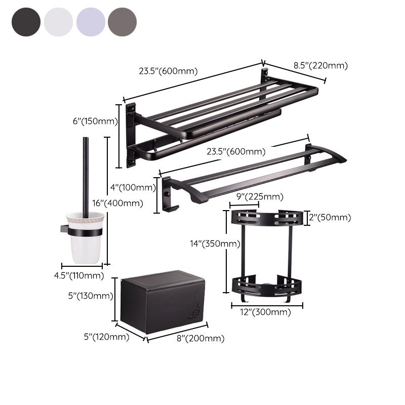 Modern 5 - Piece Bathroom Hardware Set with Triangle Bath Shelf Clearhalo 'Bathroom Hardware Sets' 'Bathroom Hardware' 'Bathroom Remodel & Bathroom Fixtures' 'bathroom_hardware_sets' 'Home Improvement' 'home_improvement' 'home_improvement_bathroom_hardware_sets' 1200x1200_36678e77-96e8-4ff0-98c0-52508740de89