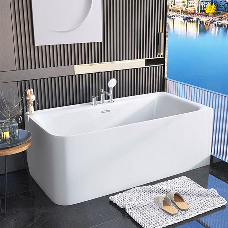 Modern Acrylic Rectangle Bathtub Soaking Back to Wall Bathtub with Drain and Overflow Trim Clearhalo 'Bathroom Remodel & Bathroom Fixtures' 'Bathtubs' 'Home Improvement' 'home_improvement' 'home_improvement_bathtubs' 'Showers & Bathtubs' 1200x1200_367ace72-3a74-4bb1-8d66-03f82931fbd8