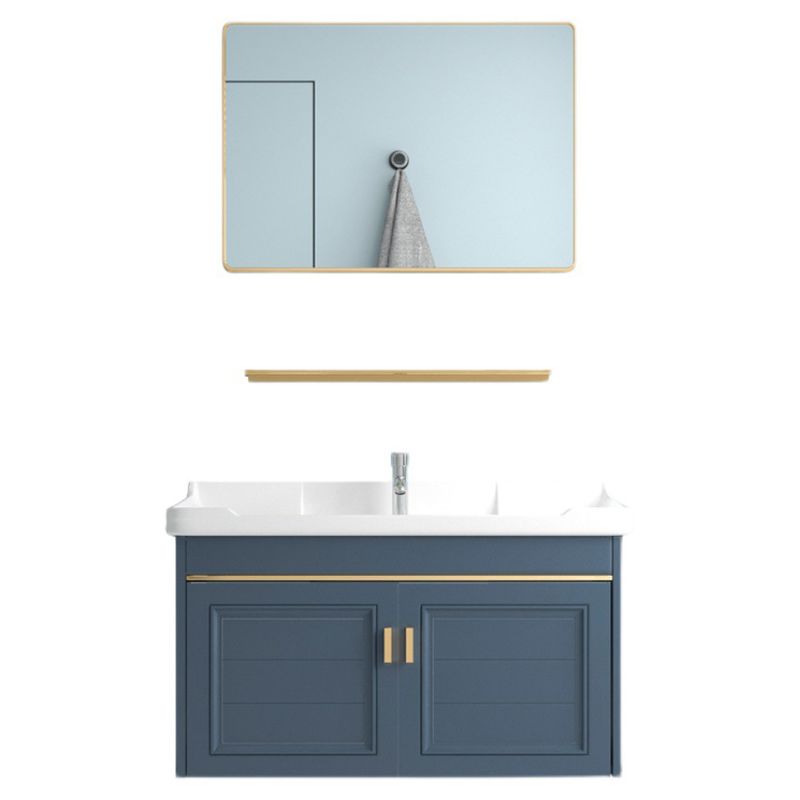 Blue Rectangle Vanity Set Metal Frame Wall-Mounted 2 Doors Mirror Single Sink Bath Vanity Clearhalo 'Bathroom Remodel & Bathroom Fixtures' 'Bathroom Vanities' 'bathroom_vanities' 'Home Improvement' 'home_improvement' 'home_improvement_bathroom_vanities' 1200x1200_367d80bc-1d1f-4cfa-bbc5-571770a1a561