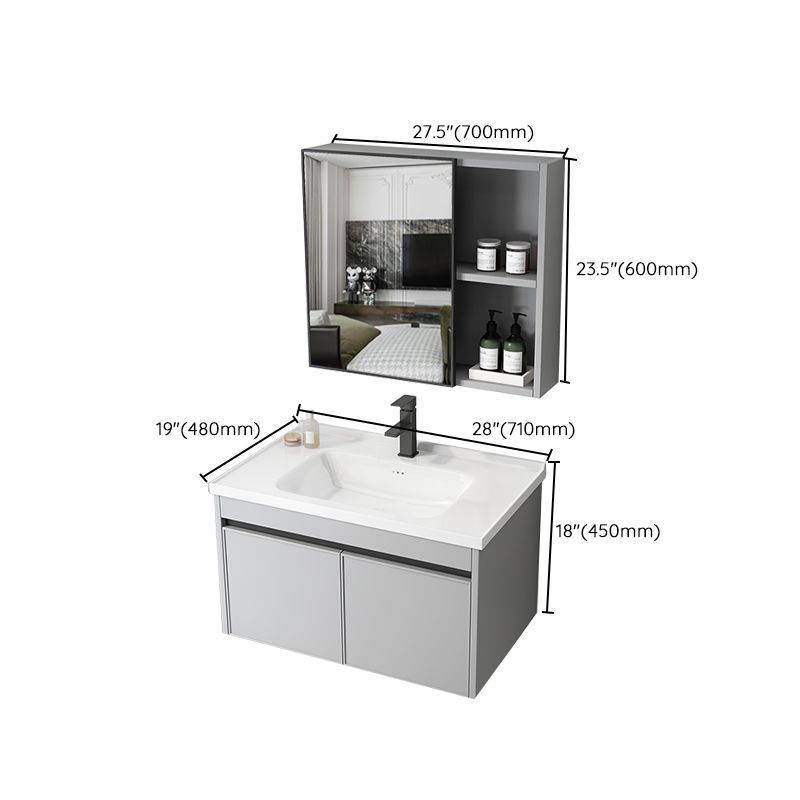 Single Sink Modern Bathroom Vanity Gray Metal Frame Wall Mount Vanity Set Clearhalo 'Bathroom Remodel & Bathroom Fixtures' 'Bathroom Vanities' 'bathroom_vanities' 'Home Improvement' 'home_improvement' 'home_improvement_bathroom_vanities' 1200x1200_36a5aa12-8818-4065-80cf-e246e336cb08