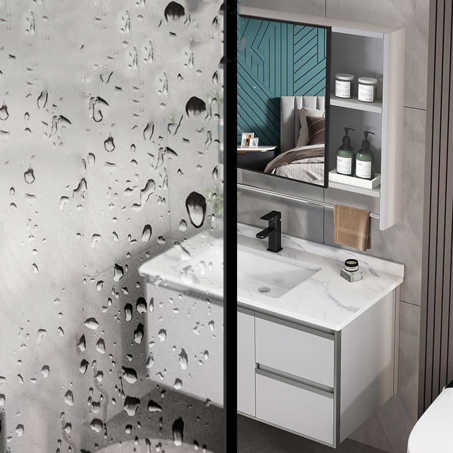 Modern Bath Vanity Gray Single Rectangular Wall Mount Sink Vanity Clearhalo 'Bathroom Remodel & Bathroom Fixtures' 'Bathroom Vanities' 'bathroom_vanities' 'Home Improvement' 'home_improvement' 'home_improvement_bathroom_vanities' 1200x1200_36b7cdb0-7ac8-4487-9f48-72c8c949d565