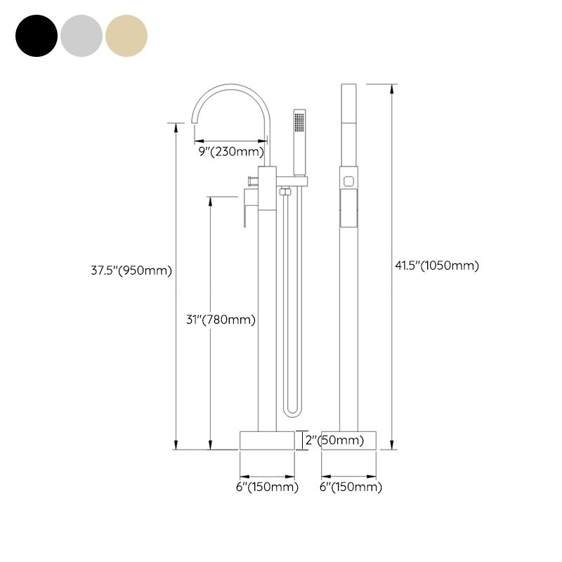 Floor Mounted Copper Freestanding Tub Filler High Arc Freestanding Faucet with Hose Clearhalo 'Bathroom Remodel & Bathroom Fixtures' 'Bathtub Faucets' 'bathtub_faucets' 'Home Improvement' 'home_improvement' 'home_improvement_bathtub_faucets' 1200x1200_36e0ef27-1352-4502-bf74-52ee07e661bb