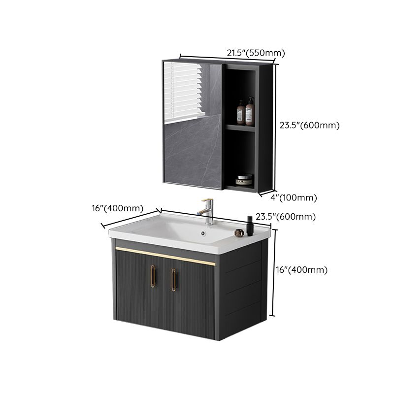 Glam Single-Sink Bathroom Vanity Dark Black Ceramic Rectangular Vanity Set Clearhalo 'Bathroom Remodel & Bathroom Fixtures' 'Bathroom Vanities' 'bathroom_vanities' 'Home Improvement' 'home_improvement' 'home_improvement_bathroom_vanities' 1200x1200_370ac151-6184-4a4e-a70b-77f6bd7dd810