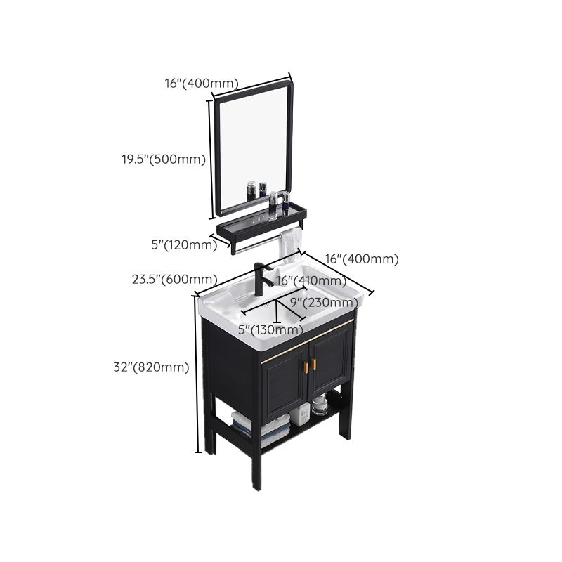 Shelving Included Vanity Metal Frame Rectangle Single Sink Freestanding Bathroom Vanity Clearhalo 'Bathroom Remodel & Bathroom Fixtures' 'Bathroom Vanities' 'bathroom_vanities' 'Home Improvement' 'home_improvement' 'home_improvement_bathroom_vanities' 1200x1200_376b26d5-7151-41e6-8fd7-4a99f38d6c76