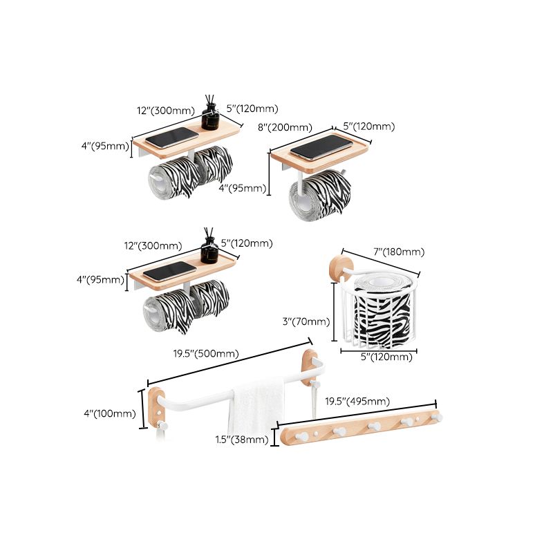 White 7-piece Bathroom Accessory Set Wood and Metal Bathroom Set Clearhalo 'Bathroom Hardware Sets' 'Bathroom Hardware' 'Bathroom Remodel & Bathroom Fixtures' 'bathroom_hardware_sets' 'Home Improvement' 'home_improvement' 'home_improvement_bathroom_hardware_sets' 1200x1200_37749684-9435-486a-b615-66ee550c63b8