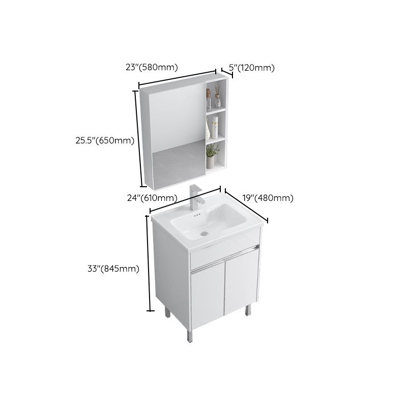 Modern Bath Vanity Single White Metal Base Rectangular Sink Vanity Clearhalo 'Bathroom Remodel & Bathroom Fixtures' 'Bathroom Vanities' 'bathroom_vanities' 'Home Improvement' 'home_improvement' 'home_improvement_bathroom_vanities' 1200x1200_3788fe8c-212d-4eeb-b71a-274aa1fab05c