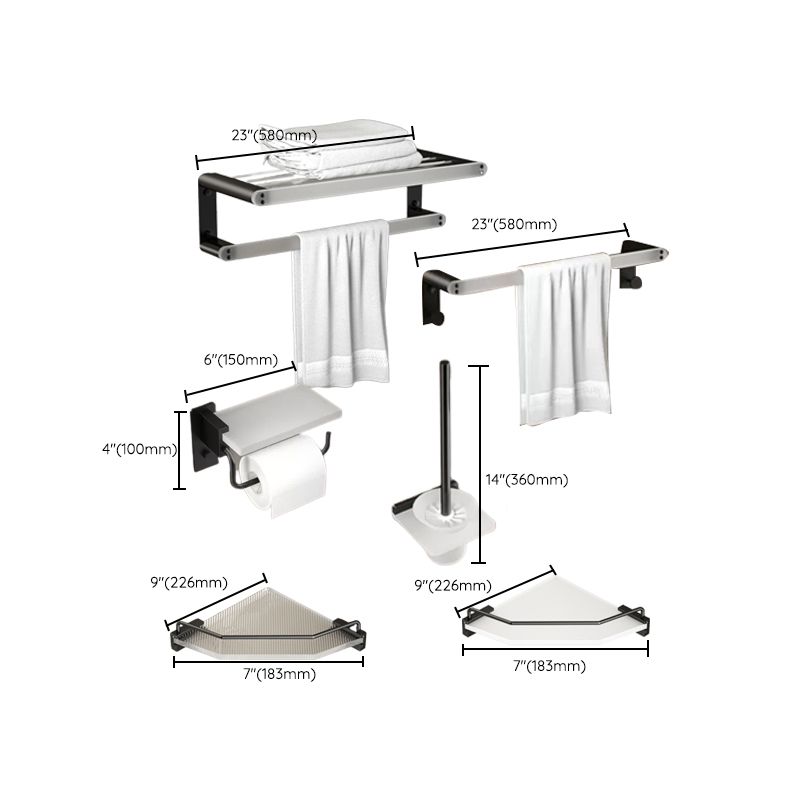 Modern Bathroom Accessory Set Bath Shelf Towel Bar Black Bath Hardware Set Clearhalo 'Bathroom Hardware Sets' 'Bathroom Hardware' 'Bathroom Remodel & Bathroom Fixtures' 'bathroom_hardware_sets' 'Home Improvement' 'home_improvement' 'home_improvement_bathroom_hardware_sets' 1200x1200_37ae709a-7fad-4e17-be6a-e22982cc9ab1