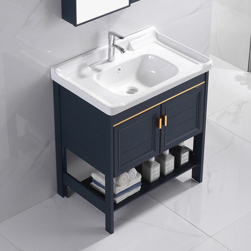 Glam Blue Sink Vanity Metal Frame Single Rectangular Bath Vanity Clearhalo 'Bathroom Remodel & Bathroom Fixtures' 'Bathroom Vanities' 'bathroom_vanities' 'Home Improvement' 'home_improvement' 'home_improvement_bathroom_vanities' 1200x1200_37eb7e7a-9a37-4ce1-9acf-05b3027648c5
