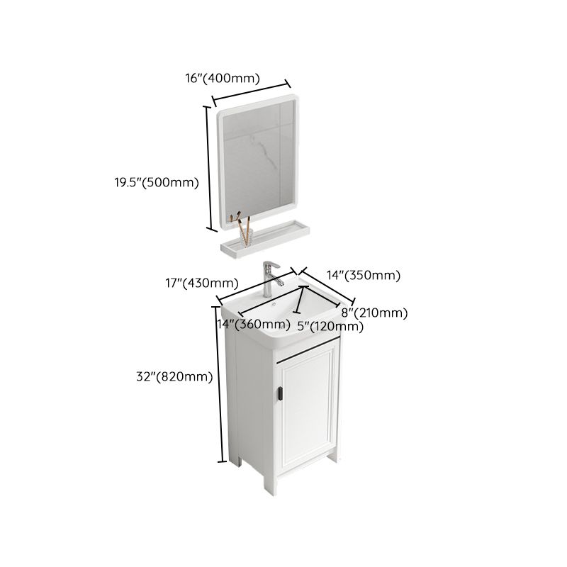 Bathroom Vanity Single Sink White Metal Frame Freestanding Bathroom Vanity with Door Clearhalo 'Bathroom Remodel & Bathroom Fixtures' 'Bathroom Vanities' 'bathroom_vanities' 'Home Improvement' 'home_improvement' 'home_improvement_bathroom_vanities' 1200x1200_381023a0-2374-4ad8-b513-50397276c8a5