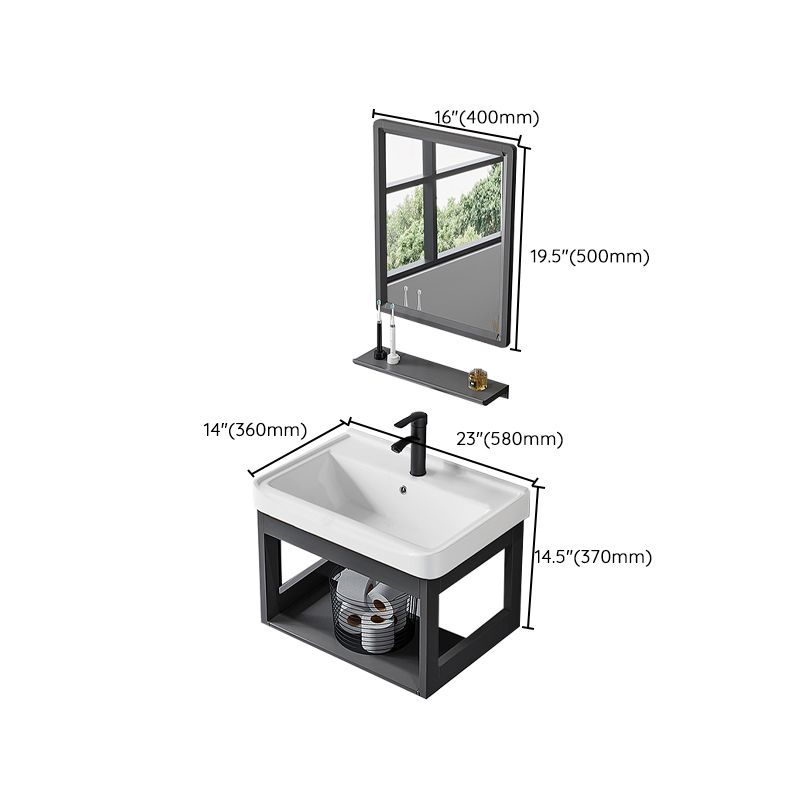 Single Modern Bath Vanity Wall Mount Metal Base Rectangular Bathroom Vanity Clearhalo 'Bathroom Remodel & Bathroom Fixtures' 'Bathroom Vanities' 'bathroom_vanities' 'Home Improvement' 'home_improvement' 'home_improvement_bathroom_vanities' 1200x1200_3816e2c0-e43e-4677-917f-4466a5801b52