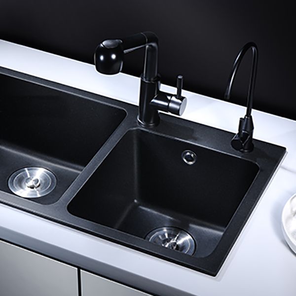 Modern Quartz Kitchen Double Basin Overflow Hole Sink Kitchen Sink in Black Clearhalo 'Home Improvement' 'home_improvement' 'home_improvement_kitchen_sinks' 'Kitchen Remodel & Kitchen Fixtures' 'Kitchen Sinks & Faucet Components' 'Kitchen Sinks' 'kitchen_sinks' 1200x1200_3826f2da-32d5-4b71-aff3-1cca97e7b064