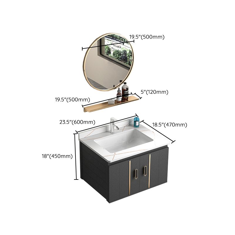 Rectangular Bathroom Vanity Modern Black Single-Sink Wall Mount Vanity Set Clearhalo 'Bathroom Remodel & Bathroom Fixtures' 'Bathroom Vanities' 'bathroom_vanities' 'Home Improvement' 'home_improvement' 'home_improvement_bathroom_vanities' 1200x1200_382a579d-810c-4111-a4eb-57867fa56c53