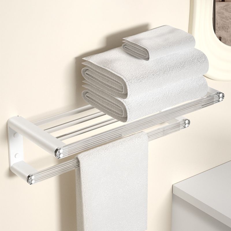 White Bathroom Accessory Set Metal & Acrylic Bathroom Set with Bath Shelf/Robe Hooks Clearhalo 'Bathroom Hardware Sets' 'Bathroom Hardware' 'Bathroom Remodel & Bathroom Fixtures' 'bathroom_hardware_sets' 'Home Improvement' 'home_improvement' 'home_improvement_bathroom_hardware_sets' 1200x1200_382d6750-3716-4228-964d-0e763aabb93b