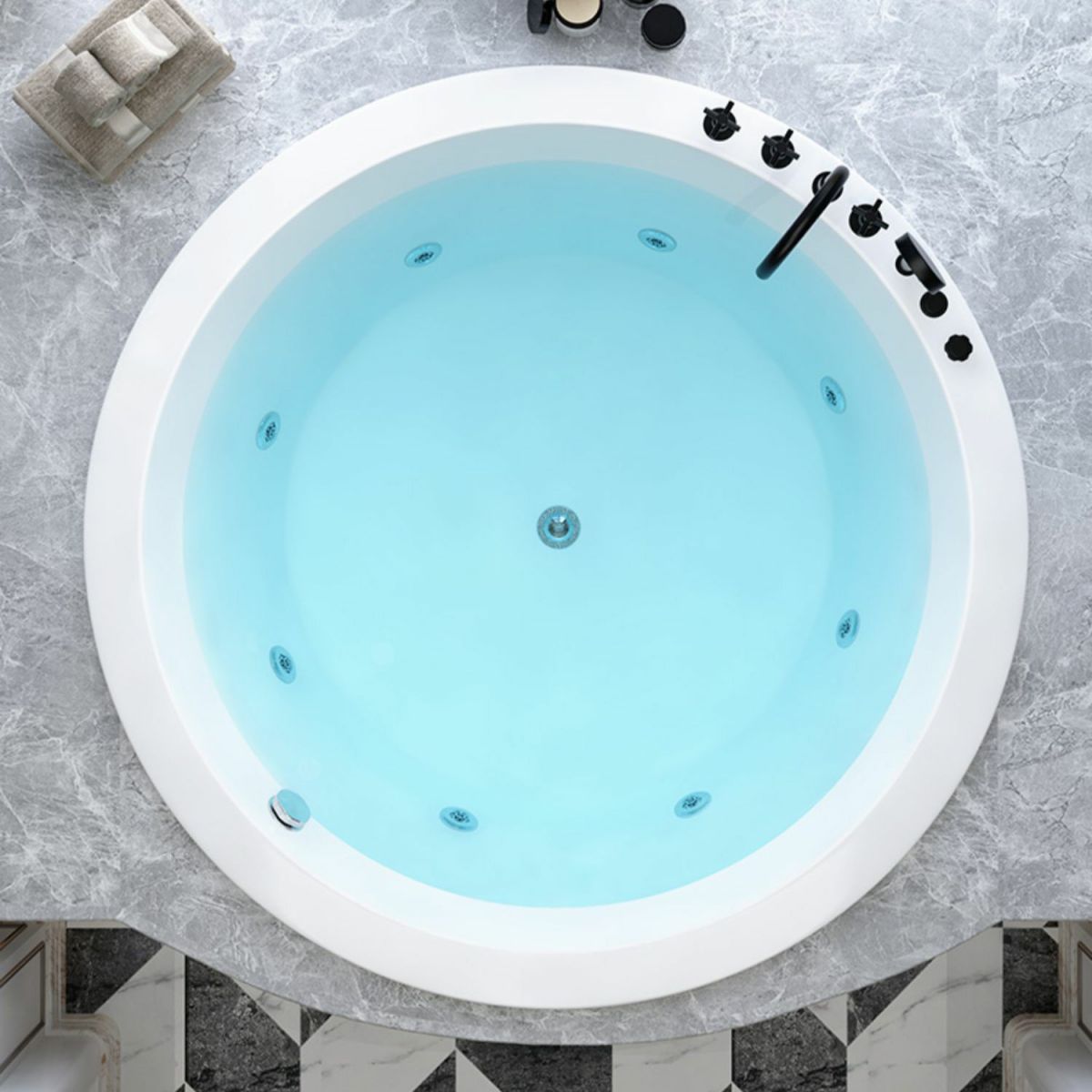 Modern Round Drop-in Bathtub Acrylic-Fiberglass Soaking/Air Bathtub Clearhalo 'Bathroom Remodel & Bathroom Fixtures' 'Bathtubs' 'Home Improvement' 'home_improvement' 'home_improvement_bathtubs' 'Showers & Bathtubs' 1200x1200_387560ed-aa7d-46c4-9344-2c4287ed725b