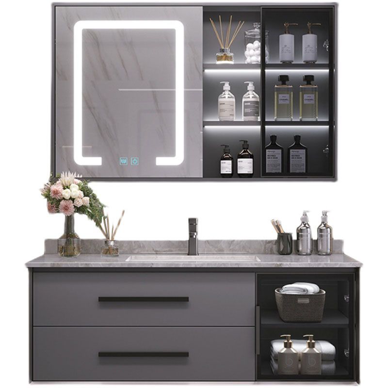 Wall Mount Mirror Included Bath Vanity with Faucet Drawers for Bathroom Clearhalo 'Bathroom Remodel & Bathroom Fixtures' 'Bathroom Vanities' 'bathroom_vanities' 'Home Improvement' 'home_improvement' 'home_improvement_bathroom_vanities' 1200x1200_3893e914-3081-4a4e-b4a6-8b6a20567493