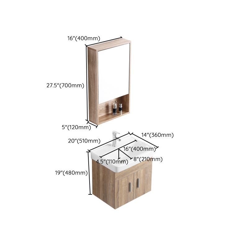 Rectangular Single Sink Vanity Mid-Century Modern Wall Mount Vanity Set Clearhalo 'Bathroom Remodel & Bathroom Fixtures' 'Bathroom Vanities' 'bathroom_vanities' 'Home Improvement' 'home_improvement' 'home_improvement_bathroom_vanities' 1200x1200_38944dab-d006-489f-a431-ba804d6be65d