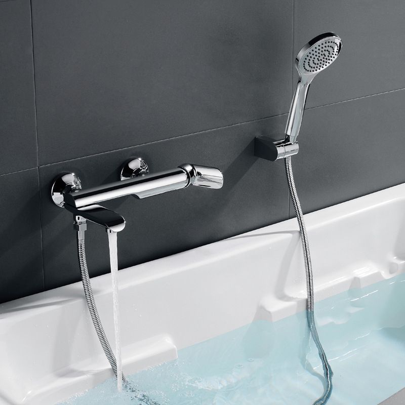 Contemporary Wall Mounted Copper Freestanding Tub Filler Single Handle Faucet Clearhalo 'Bathroom Remodel & Bathroom Fixtures' 'Bathtub Faucets' 'bathtub_faucets' 'Home Improvement' 'home_improvement' 'home_improvement_bathtub_faucets' 1200x1200_390a1c85-3a0c-4a2e-ada5-aa3da99c16e6